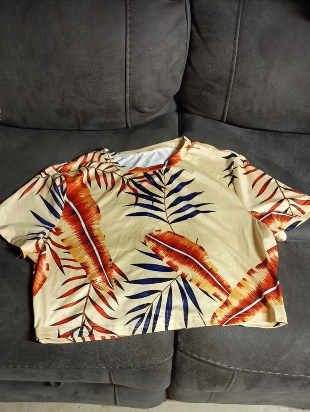 Unbranded Yellow Short Sleeve Cotton Blend Crop Top XXL